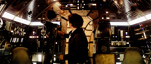 Han Solo patting the Millennium Falcon